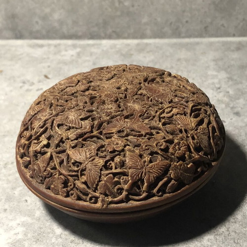 Vintage Chinese carved box with butterflies