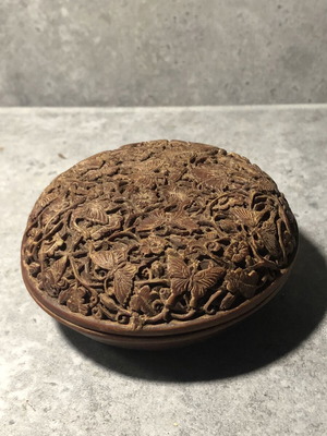 Vintage Chinese carved box with butterflies