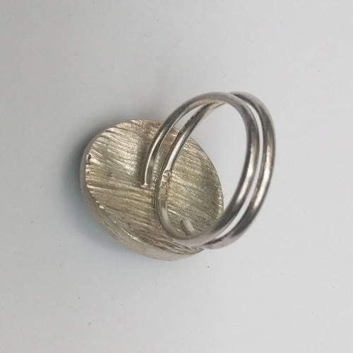 Silver ring handmade with permanent enamel and cultured pearl