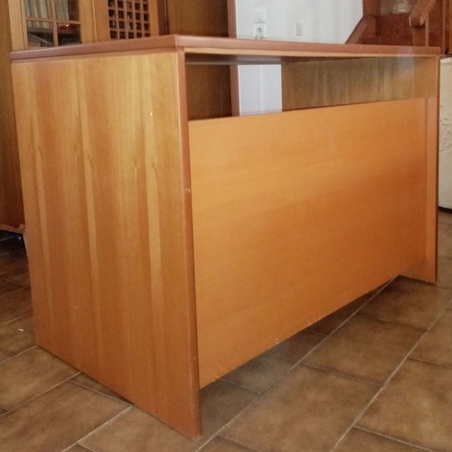 Desk made of walnut wood like new with wooden chair and cane