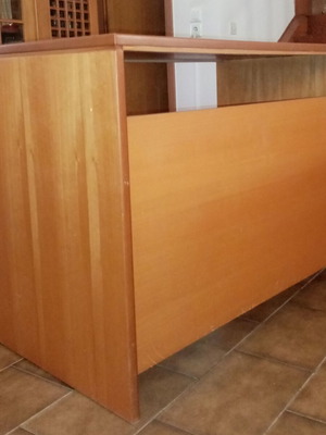 Desk made of walnut wood like new with wooden chair and cane