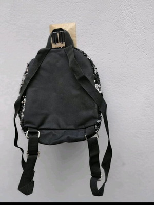 Sequin backpack like new, black and silver