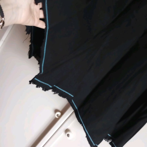 Midi Black Skirt Gaudì with Blue Stitching & Grunge/Raw Finish - Style & Statement