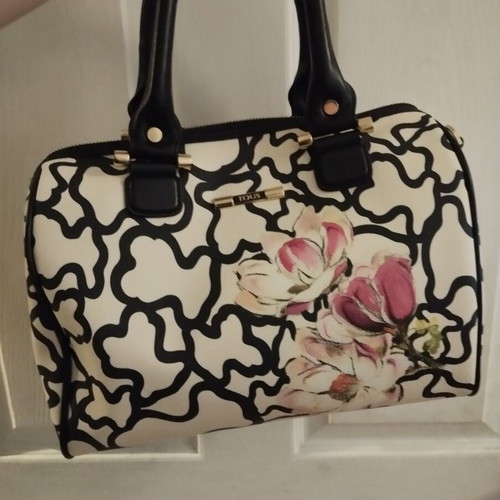 Tous crossbody bag used, black and white with floral design