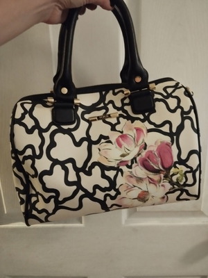 Tous crossbody bag used, black and white with floral design