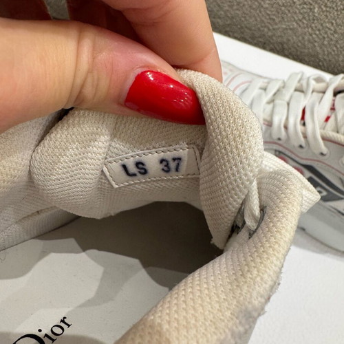 Dior women's sneakers used, size 37, white with red heart detail
