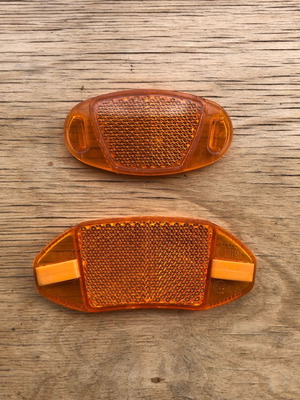 Bicycle wheel reflectors orange new, 9cm & 7cm