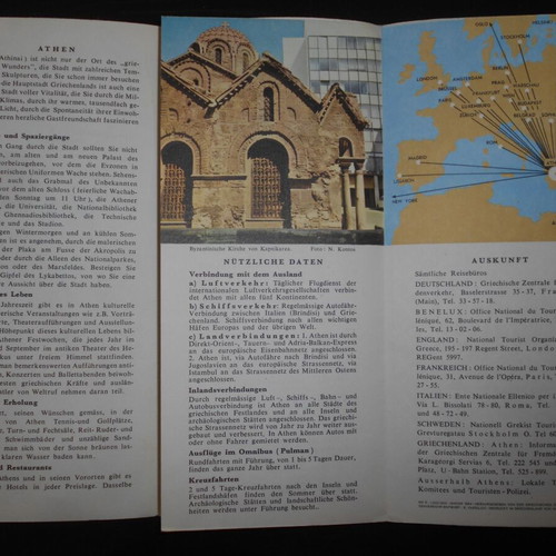 Athens EOT 1964 tourist brochure used, German