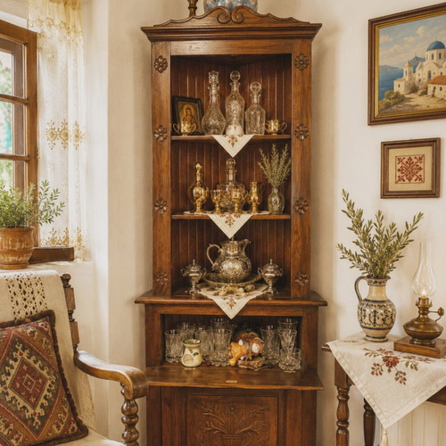 Authentic Naxian Corner Showcase solid wood like new
