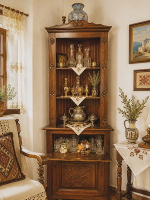 Authentic Naxian Corner Showcase solid wood like new