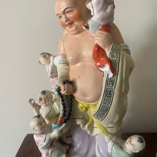 Buddha statue with children used, porcelain 35cm