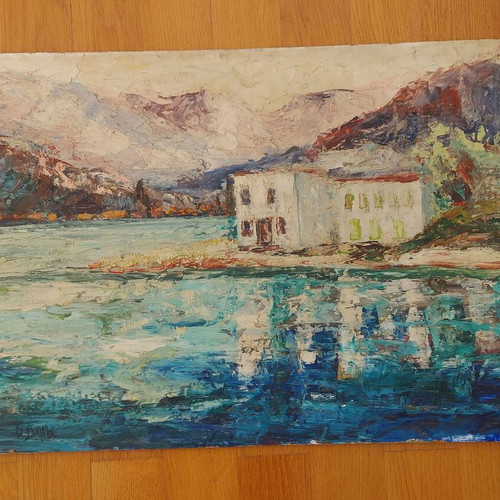 Impressionist oil painting by Voula Dogia used, 1960, Thessaly