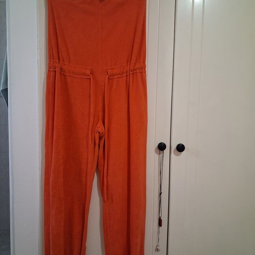 Blackberry strapless jumpsuit coral terry cloth