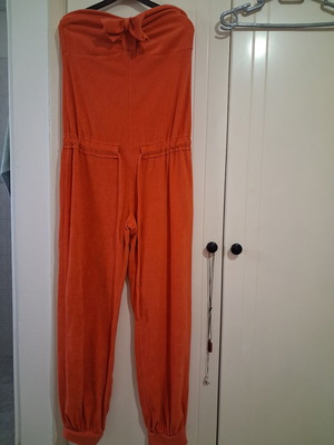 Blackberry strapless jumpsuit coral terry cloth