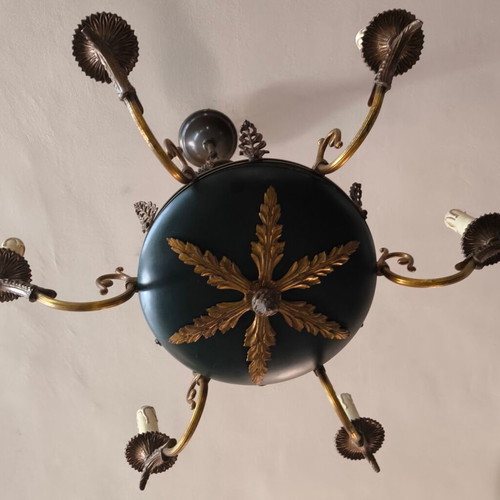 Empire style vintage bronze chandelier like new, 6 arms, 1920s
