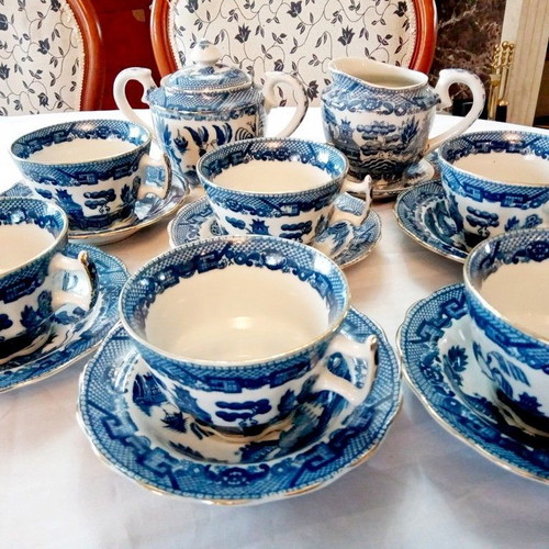 Blue Willow Belgium tea set 15 pieces