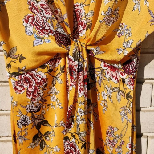 Yellow midi dress Primark like new with floral design, size 36