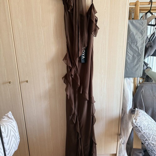 Zoya evening dress with scarf, new, brown, size XS