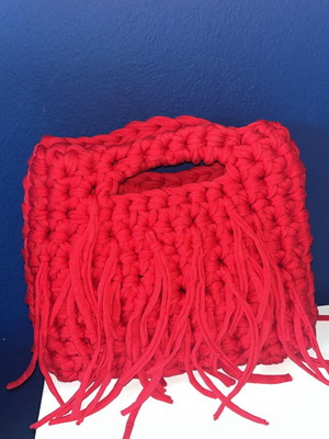 Handmade crochet bag red, new