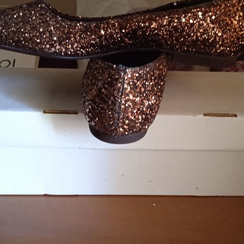 Elite flat shoes size 38 brown synthetic glitter like new