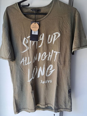 T-shirt ανδρικό χακί μέγεθος medium πετροπλυμένο