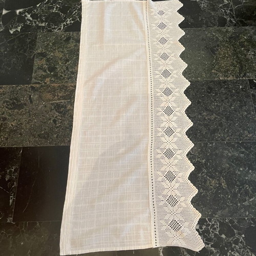 Crochet curtain used, handmade traditional embroidered 122x50 cm
