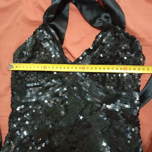 Ysatis sequin top satin back tie size M like new black