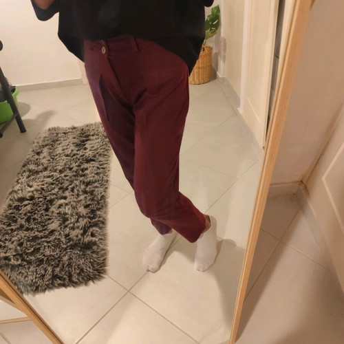 Cropped high-waist pants like new, burgundy