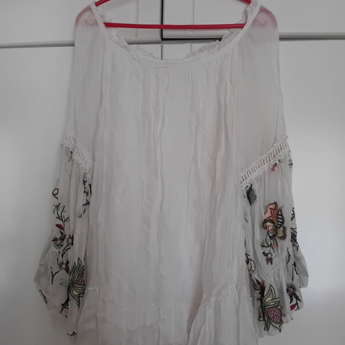 Women's blouse kaftan with lining, one size, white
