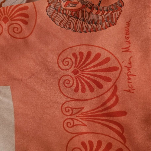 Silk Scarf like new, pink and orange, 2m x 66cm, Acropolis Museum boutique