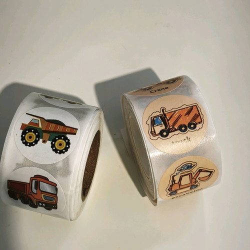Sticker rolls with vehicles and holographic numbers, new, 4 pieces