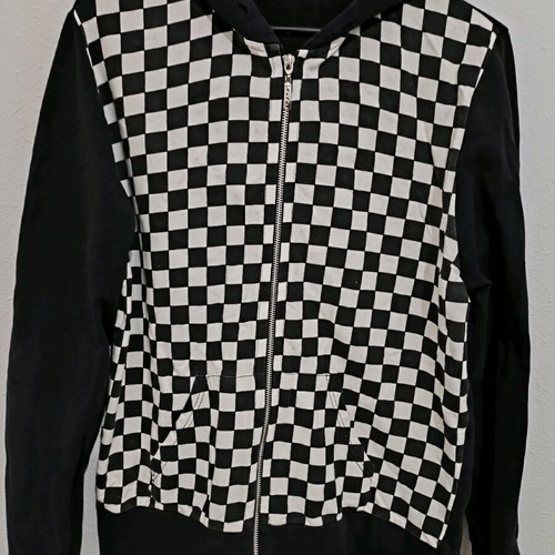 Set of 2 cardigans used, black and blue, faded black-and-white