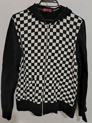 Set of 2 cardigans used, black and blue, faded black-and-white