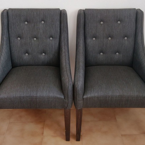 Living room sofa with 2 armchairs, sturdy wood construction