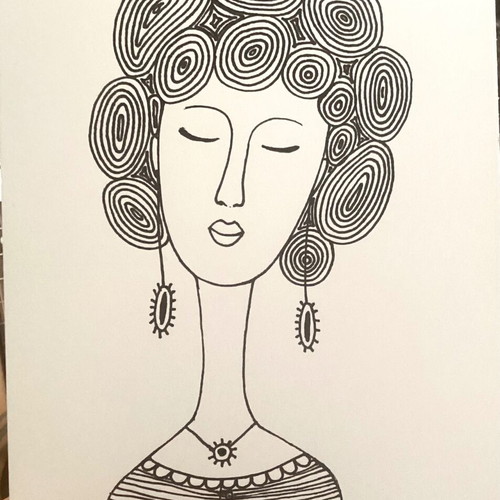 Woman Hand-Drawn Sketch on Acid Free Watercolor Paper 14.1x21cm New