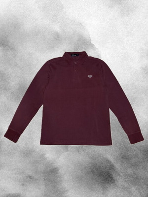 Fred Perry Burgundy Long Sleeve Polo Shirt L Like New