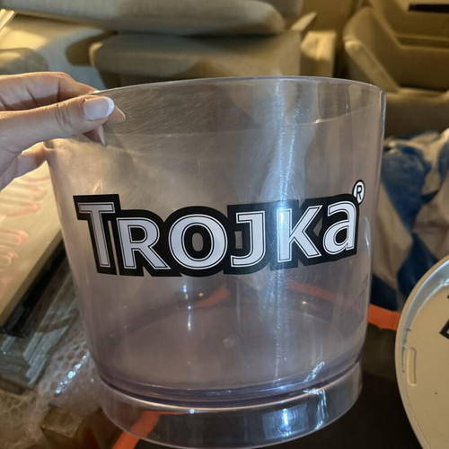 Trojka set of 3 items like new: ice bucket, serving tray, rubber band
