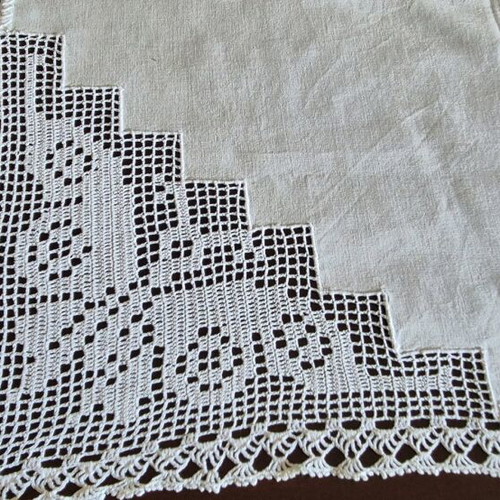 Handmade knitted linen square carre like new, 70x70cm