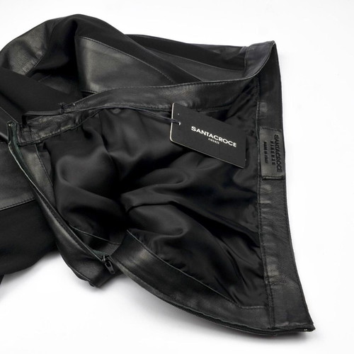 Santacroce leather skirt new with silk chiffon details