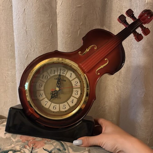 Vintage Violin-Shaped Table Clock used, decorative quartz