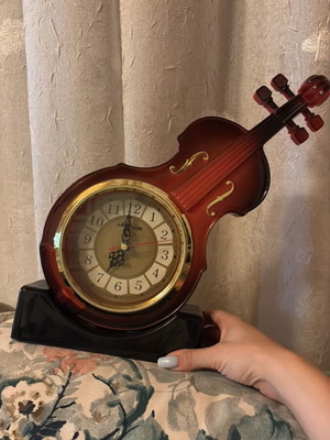 Vintage Violin-Shaped Table Clock used, decorative quartz