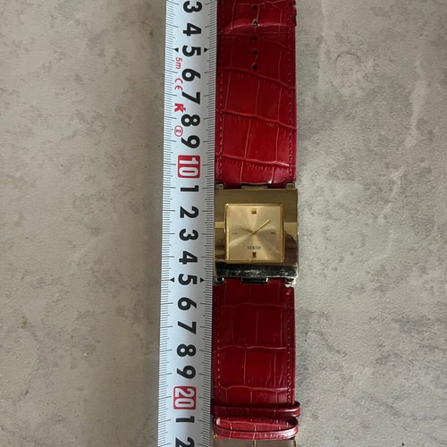 Guess Logo A Gogo W12502L1 women's watch used, red leather strap