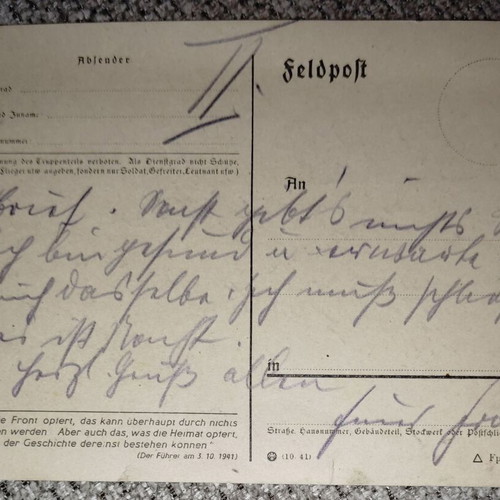 Lot of 3 Authentic Feldpost Cards (1941-1942) Germany Reich New