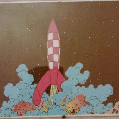 Tin Tin engraving framed, A Journey to the Moon, like new