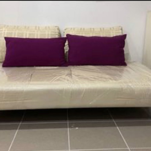 Ταμπουρέ χαμηλό μπεζ με 4 μαξιλάρια, 1,60x1m ανατολίτικο στυλ