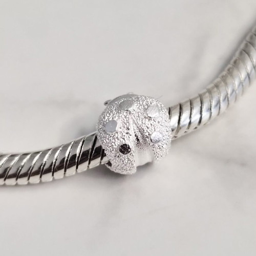 Pandora silver textured ladybird charm 925, new