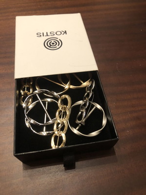 KOSTIS scarf rings and pins set of 6, gold and silver