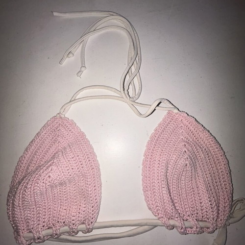 Handmade swimsuit like new, white and pink, size S