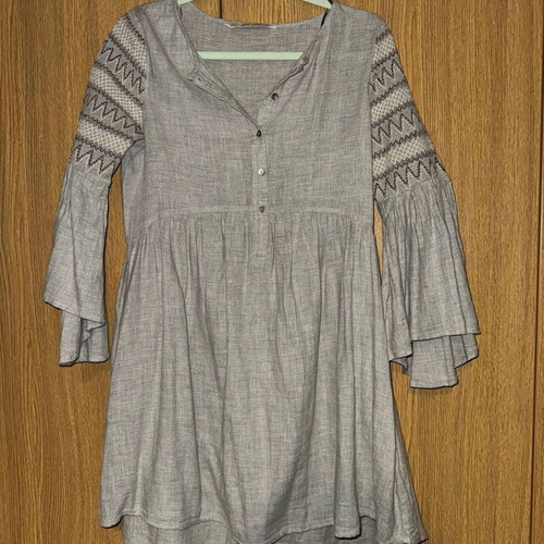 Zara Basic boho dress tunic with embroidery and bell sleeves size S like new
