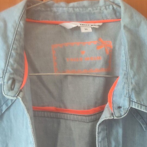 Shirt with white and blue denim two-tone used like new, size M